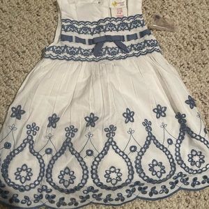 New with tags white and blue baby dress